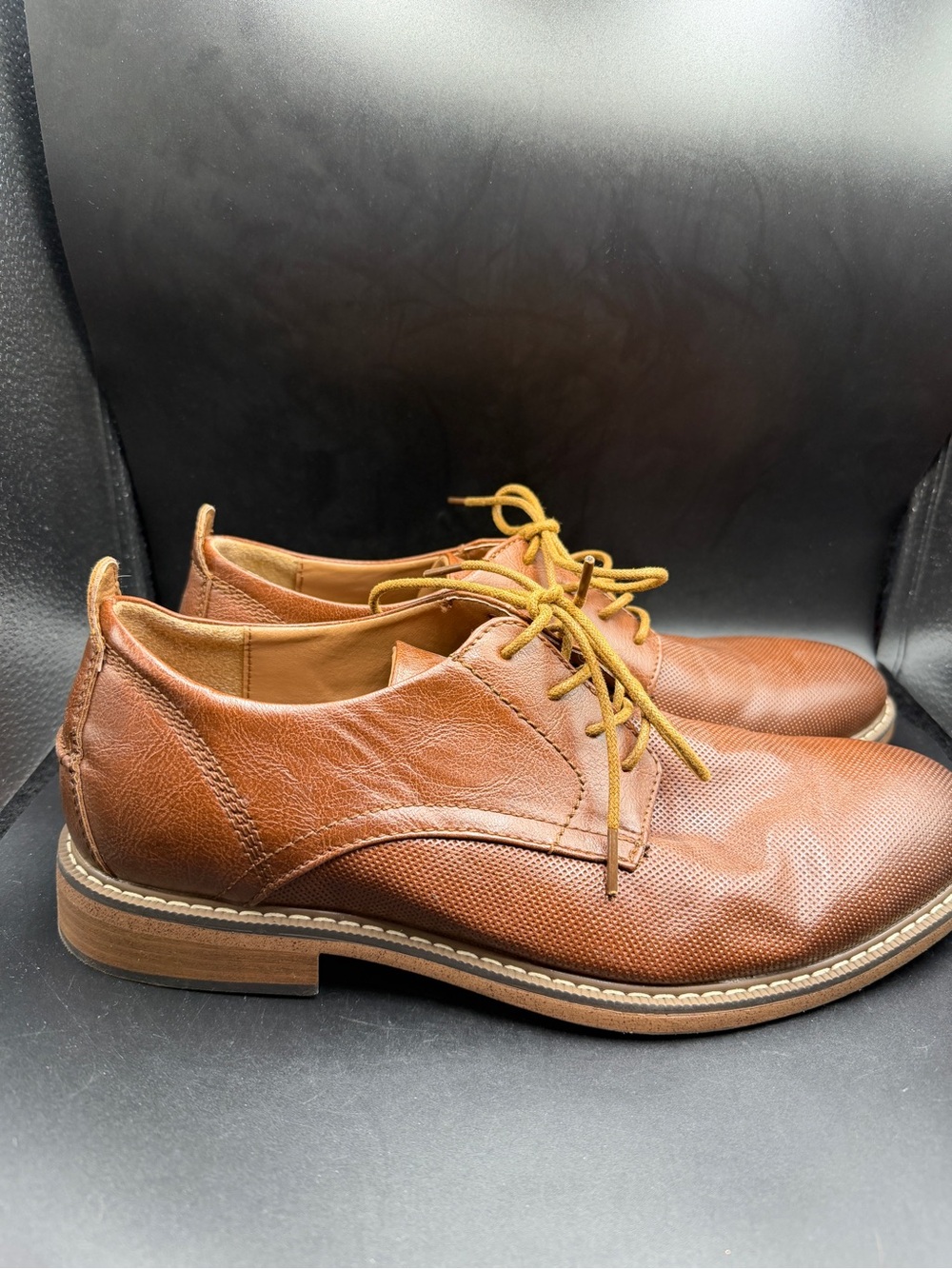 Robert David Men's Brown Leather Lace-Up Dress Shoes